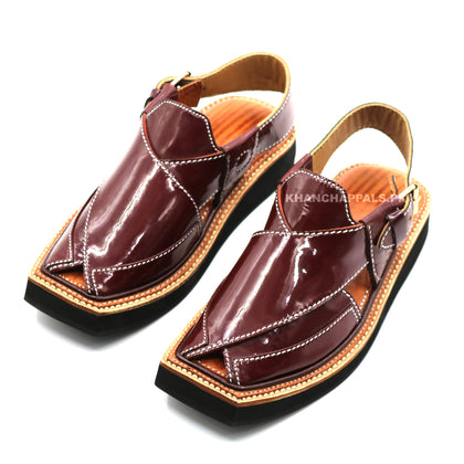 Premium Quality Patent Leather Handmade Kaptaan Chappal (PreOrder)