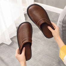 Men's & Women's Leather Winter Slippers, Thick Soft Warm Anti Slip Slides