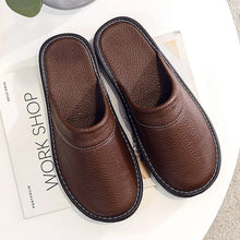 Men's & Women's Leather Winter Slippers, Thick Soft Warm Anti Slip Slides