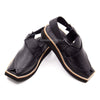 Special Black Dotted Genuine Leather Kaptaan Chappal