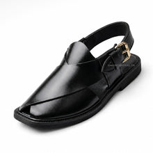 Premium Handmade Classic Black Leather Peshawari Chappal
