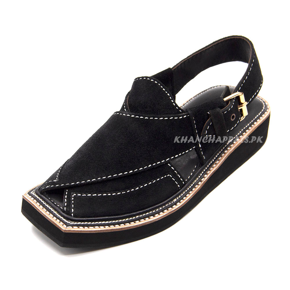 Premium Quality Special Black Suede Leather Kaptaan Chappal (Pre Order)