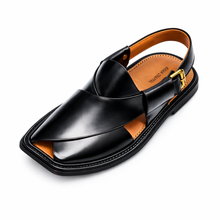 Premium Quality UltraSoft Medicated Traditional Black Peshawari Chappal