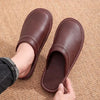 Men's & Women's Leather Winter Slippers, Thick Soft Warm Anti Slip Slides