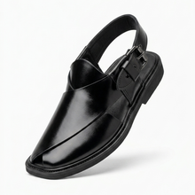 Premium Handmade Classic Black Leather Peshawari Chappal