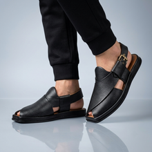 Imported Leather UltraSoft Premium Quality Black Peshawari Chappal