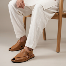Imported Leather UltraSoft Premium Quality TAN Peshawari Chappal