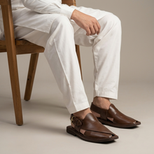 Premium Handmade Classic Dark Brown Leather Peshawari Chappal
