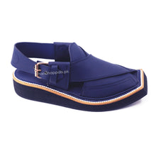 Premium Blue Matte Leather Kaptaan Chappal