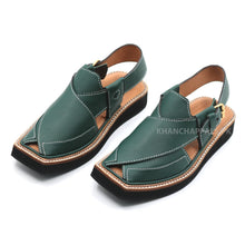 Premium Quality Forest Green Genuine Leather Kaptaan Kaptaan Chappal (Pre Order)