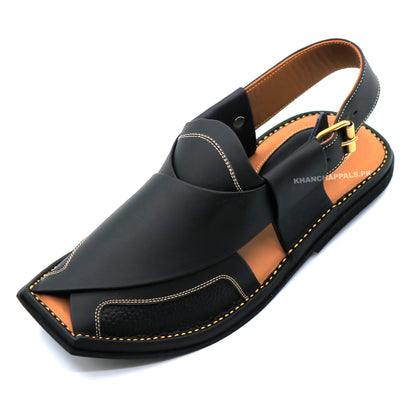 Premium Quality UltraSoft Traditional Black Peshawari Chappal
