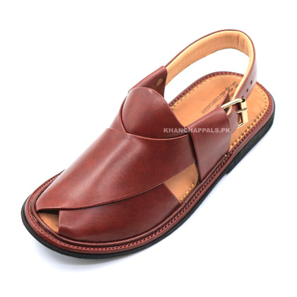 Ultra Soft Medicated Burgundy Round Shape Peshawari Chappal