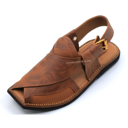 Peshawari Chappal Genuine Leather T-Shape Charsadda Chappal Brown