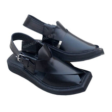 Special Black Leather Handmade Kaptaan Chappal