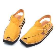 Premium Quality Imported Yellow Leather Kaptaan Chappal (PRE ORDER)